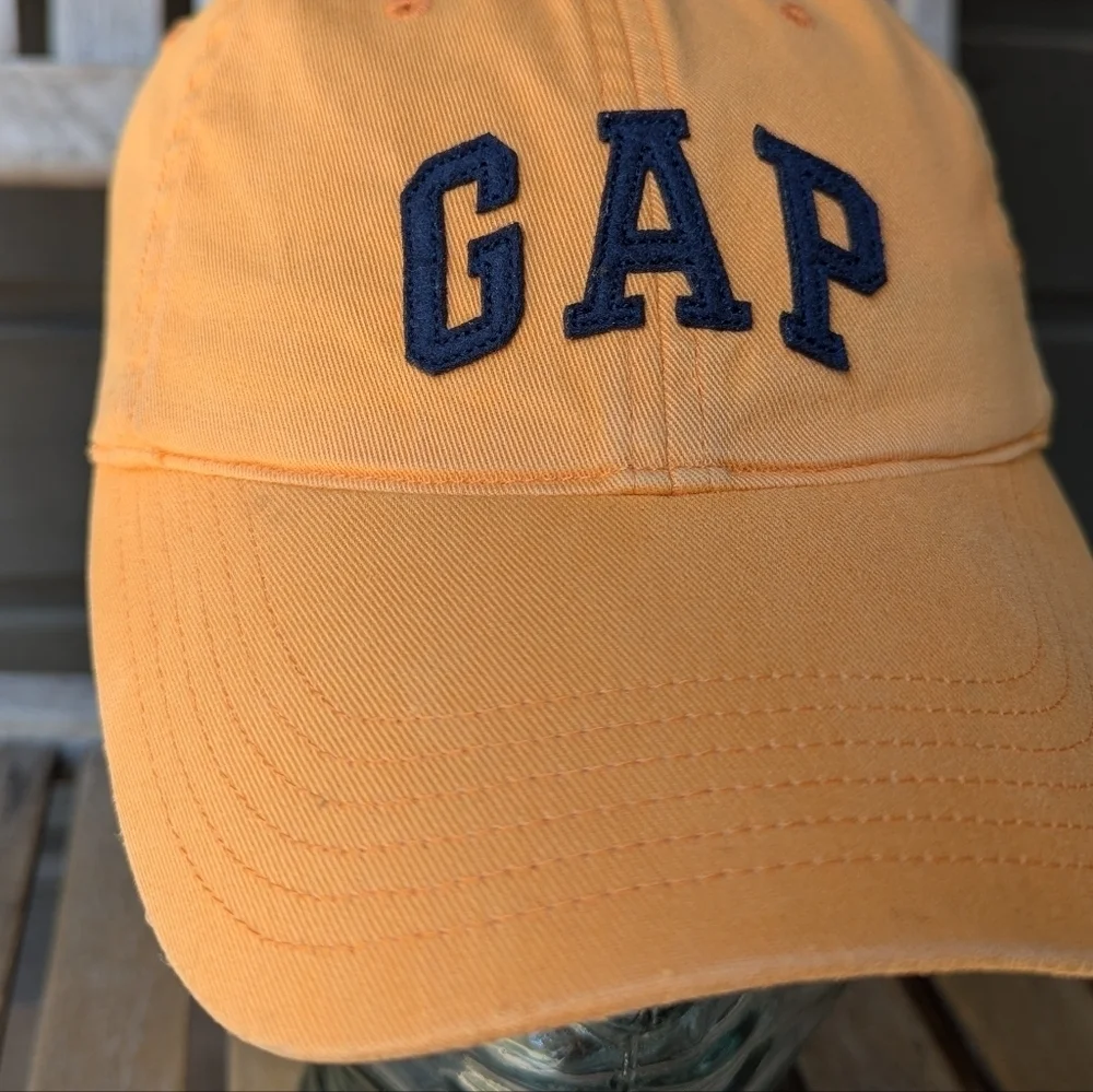 GAP Marigold Navy Blue Spellout Dad Hat Leather Band